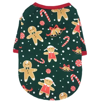 Пальто для домашних животных с рисунком пряничного человечка, Рождественская одежда для собак, очаровательный праздничный наряд для домашних животных