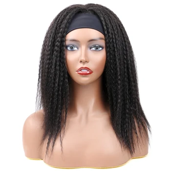Парик с прямой повязкой Яки синтетический черно-коричневый кудрявый Прямой парик для женщин