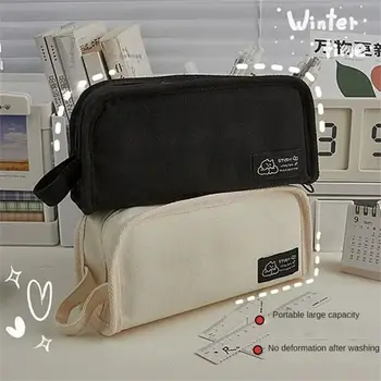 Пенал Ins Simplicity, однотонный, белый, черный, сумка для карандашей, большая емкость, моющаяся сумка для хранения канцелярских принадлежностей, школьные принадлежности