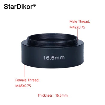 Переходное Металлическое кольцо для Телескопа StarDikor M48-M42 (16,5 мм) M48X0.75 С Внутренней резьбой На M42X0.75 С Наружной Резьбой Для камер ZWO/QHY