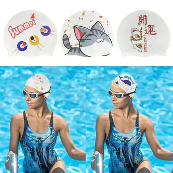 Плавательные шапочки Силиконовая водонепроницаемая шапочка для плавания для мужчин, женщин, взрослых, детей, длинные волосы, шапочки для бассейна, снаряжение для дайвинга, эластичные шапочки