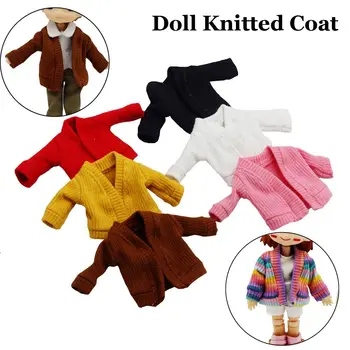 Подарочные игрушки для детей, разноцветный мини-вязаный свитер ручной работы, одежда для переодевания, Меховое пальто, топы, повседневное платье