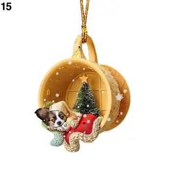 Подвесное украшение для входной двери, яркая красочная рождественская подвеска в виде собаки на шнурке, праздничная рождественская тема, подвешенная для вечеринки