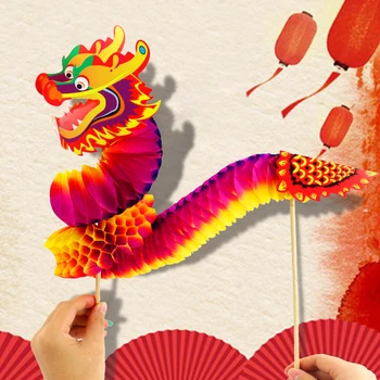 Поделки из бумаги с драконами Лунный Новый год Поделки с драконами Китайский Танец дракона Трехмерные цветы