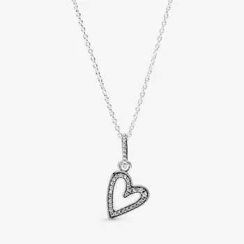 Подлинное ожерелье с подвеской в виде сердца из стерлингового серебра 925 пробы, сверкающее от руки, для женщин, оригинальные ювелирные изделия, колье Colgantes
