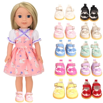 Подходит для 14-дюймовых аксессуаров для американских кукол, кожаная обувь с бантом 5 см, подарок для девочки ярких цветов