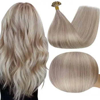 Полный Блеск U-Образный Наконечник Для Наращивания Волос Fusion Hair Balayage Color 40-50 г Кератинового Клея Бусины Предварительно Склеенные Remy Для Наращивания Человеческих Волос