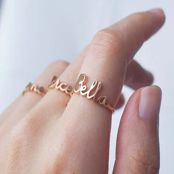Пользовательское Имя Кольцо Группа Пользовательские Буквы Инициалы Кольцо Золото Нержавеющая Сталь Bijoux Femme Свадьба для Женщин Персонализированное Кольцо