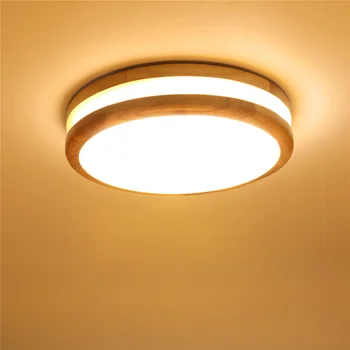 Потолочные светильники Nordic Led с круглым деревянным каркасом, потолочный светильник для гостиной, спальни, коридора, балкона, светодиодная акриловая панель Lustre Ligh