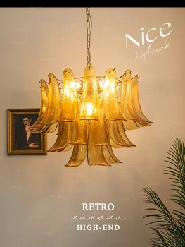 Потолочный светильник в стиле американского кантри в стиле ретро, средневековая стеклянная лампа B & B в гостиной