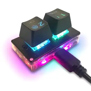 Программируемая клавиатура RGB LED Клавиатура с 2 клавишами для копирования и вставки Мини-механическая клавиатура RGB с 2 клавишами Эргономичный дизайн