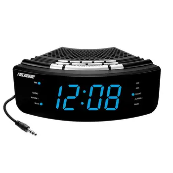 Радиочасы со встроенным вспомогательным шнуром, цифровые светодиодные часы NLC618, цифровые часы с батарейным питанием, настольные часы Reloj de mesa Alarm 