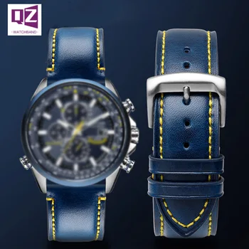 Ремешок для часов из натуральной кожи 22 мм 23 мм ремешок для часов из воловьей кожи синий кожаный браслет для armani citizen AT8020 JY8078 в минималистском стиле