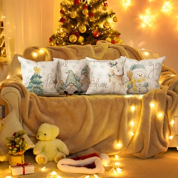Рождественская квадратная наволочка с невидимой застежкой-молнией, декоративные наволочки для дивана, домашний декор фермерского дома