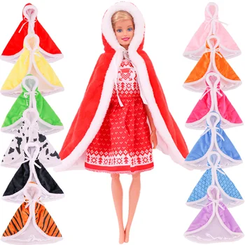 Рождественская одежда Kawaii Теплый зимний однотонный плащ, подходящий для Барби и 30-сантиметровой куклы-эльфа, одежда, аксессуары, детские игрушки, подарки