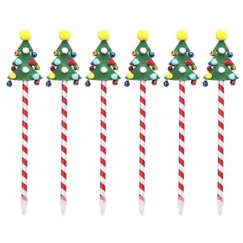 Рождественская шариковая ручка 6 шт., разноцветные колокольчики, Рождественская елка, канцелярские принадлежности для студентов, прямая поставка