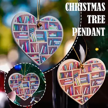 Рождественские украшения Книголюбы Подставки для книг в форме сердца Акриловые подвесные украшения Подарки для Рождественской елки