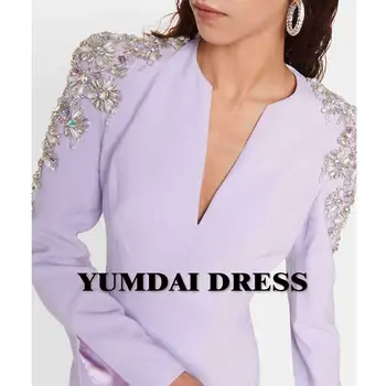 Роскошное женское вечернее платье YUMDI с фиолетовыми стразами, высококачественное вечернее платье для выступлений на сцене, длинное платье от кутюр