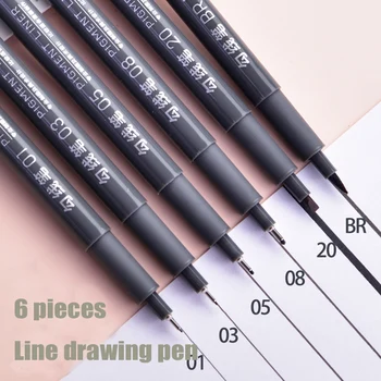 Ручка для рисования линий Deli S573 0.25/0.35/0.45/0.50/2.0 ММ Мягкая Ручка мм Подпись Черными чернилами Студенческие Канцелярские принадлежности Канцелярские принадлежности