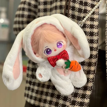 Ручной работы 3шт 20 см Плюшевый милый мягкий комбинезон с белым кроликом для куклы Kpop, плюшевые игрушки для кукол, аксессуары для кукол, подарок для куклы