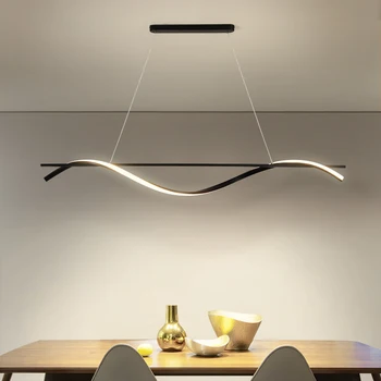 Светодиодные подвесные светильники для столовой Современные простые индивидуальные длинные люстры для гостиной Обеденный стол Домашние светильники для внутреннего освещения