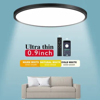 Светодиодный потолочный светильник Smart App Светильник с дистанционным управлением Ультратонкие светодиодные потолочные светильники для спальни кухни гостиной 220V110V