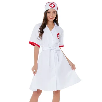 Сексуальная юбка медсестры с глубоким V-образным вырезом, сексуальное нижнее белье, костюм для ролевых игр в женском стиле, униформа для сцены.