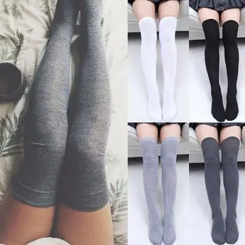 Сексуальные женские носки, чулки, теплые гольфы выше колена, длинные хлопчатобумажные чулки, сексуальные чулки