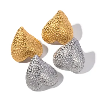 Серьги-гвоздики из нержавеющей стали PVD 18-каратного золота с потускневшим покрытием в виде сердца для женщин, Ювелирные изделия Оптом, Летняя мода