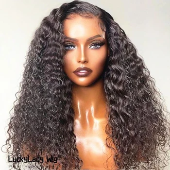 Синтетические волосы с глубокими вьющимися кружевными париками спереди Бесклеевой термостойкий парик с натуральной линией роста волос для африканских женщин