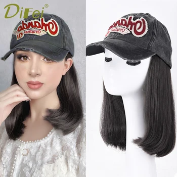 Синтетические парики DIFEI, шляпа для наращивания волос, парики средней длины, бейсбольная кепка Connect Для женщин, Весенне-летняя шляпа, Парик, Регулируемая кепка