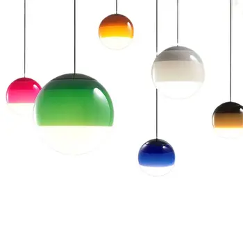 Скандинавский градиентный красочный подвесной светильник, Стеклянный шар, светодиодная подвесная лампа, Столовая, спальня, ресторан, Современная креативная подвеска на воздушном шаре