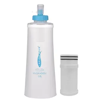 Складная бутылка для воды объемом 1 л, складные бутылки для воды для путешествий С фильтром, Портативная Складная бутылка, Прочная Складная