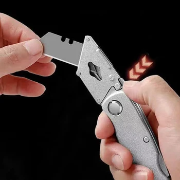 Складной карманный художественный нож со стальными лезвиями SK5, универсальный нож из алюминиевого сплава для тяжелых условий эксплуатации, Т-образный для картонных коробок, Портативный Складной Новый