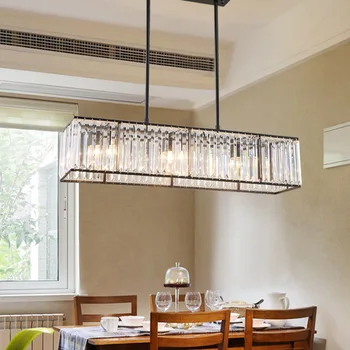 Современная прямоугольная светодиодная люстра со стеклянной трубкой, стильная американская подвесная лампа для столовой, стеклянный хрустальный подвесной светильник