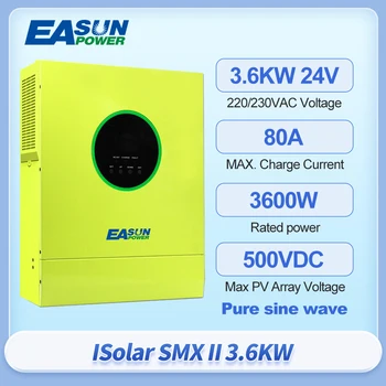 Солнечный Инвертор EASUN Чистая Синусоидальная Волна 5.6 kW MPPT 80A Зарядное Устройство 500VDC PV Напряжение 230 В 50/60 Гц 48 В Может Работать Без Батареи