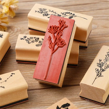 Старинные деревянные резиновые штампы для скрапбукинга цветок растение DIY карты делая ремесло стандартный штамп печать канцелярские товары украшения подарок