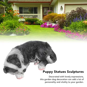 Статуэтки щенков, скульптуры, водонепроницаемая статуэтка Бордер-колли из синтетической смолы, украшение для сада на открытом воздухе