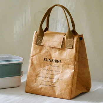 Сумка для ланча Коробка для ланча из волокнистой бумаги, сумка-тоут, переносная водонепроницаемая сумка для хранения в холодильнике, Школьная сумка для пикника на открытом воздухе