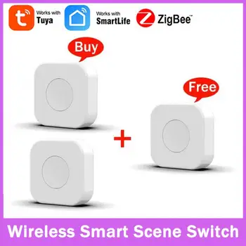Умный Беспроводной Мини-переключатель Tuya Sensor Multi Scene Linkage Zigbee Connection Remote One Key Control Button Работает с Smart Life