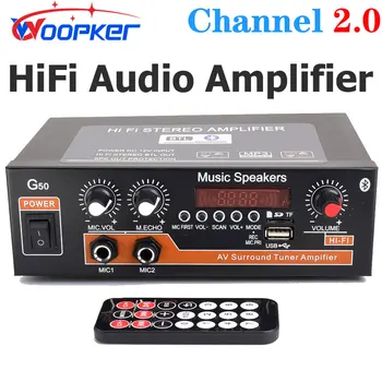 Усилитель звука G50 Bluetooth Digital Audio Amplify 2.0 Канал Поддерживает USB TF микрофон RCA FM-радио Импорт переменного тока 110 В / 220 В