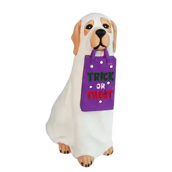 Фигурка собаки-призрака на Хэллоуин, приветственная сумка для щенка, Чаша, Рождественские украшения, Статуя собаки на Хэллоуин, аксессуары для наружного украшения