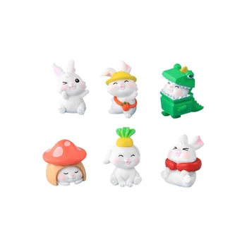 Фигурки миниатюрного Мультяшного Кролика, Мини-Ландшафтные украшения для письменного стола Kawaii Animal