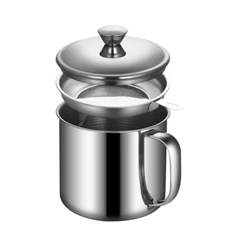 Фильтр для смазки из нержавеющей стали, сепаратор для масляного супа, удобный многофункциональный масляный фильтр для домашнего кухонного гаджета (серебристый)