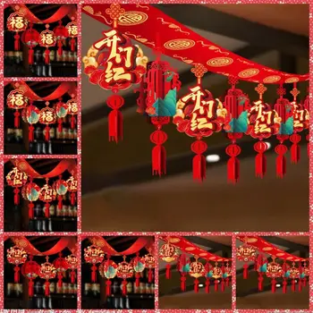 Флаг Китайского Весеннего фестиваля в китайском стиле, бумажный декоративный Весенний фестиваль, настенный баннер, Складной подвесной