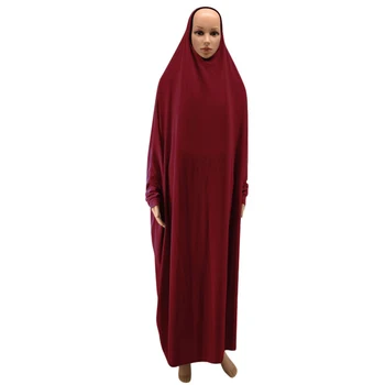 Халат Ид Рамадан Цельное Молитвенное Платье Абая Кафтан с капюшоном Мусульманские Женщины Хиджаб Сплошной Цвет Исламский Дубай Турция Скромная Одежда
