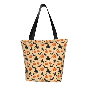 Хэллоуин с рисунком летучих мышей-ведьм, Сумки для покупок, холщовые сумки для покупок, сумки через плечо, портативная сумочка в готическом стиле.
