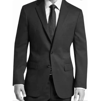 Черный мужской блейзер, однобортный свадебный блейзер, приталенный, с зубчатым лацканом, 2 предмета, пальто и брюки 2024 года, официальные Деловые Друзья жениха