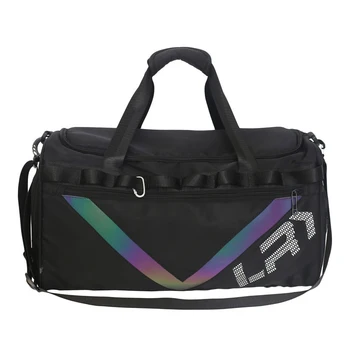 Черный мужской спортивный рюкзак для спортзала, Светоотражающая сумка для фитнеса с модным принтом, Легкие нейлоновые сумки для багажа, дорожные сумки большой емкости