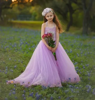 Элегантные детские платья принцессы для девочек, кружевное бальное платье с цветочной вышивкой, Одежда для маленьких девочек, Детская свадьба, Вечеринка, Причастие